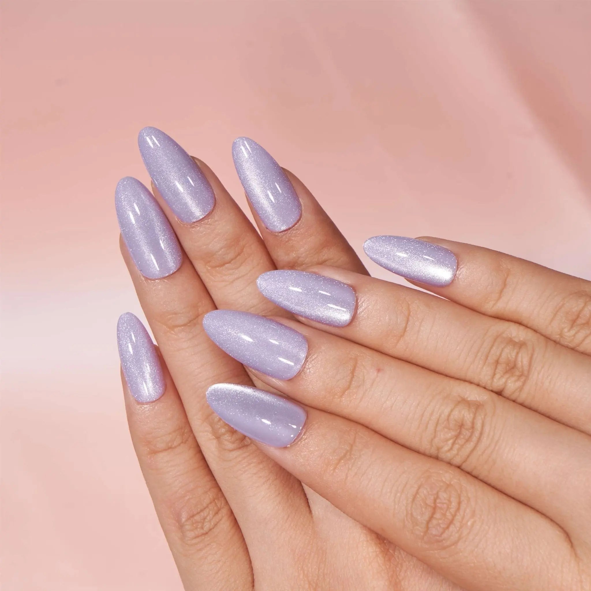 light purple chrome nails