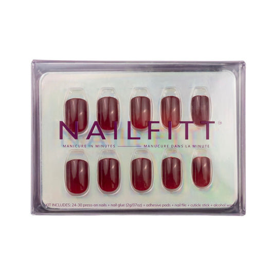 Wine Time short squoval press-on nails from Nailfitt