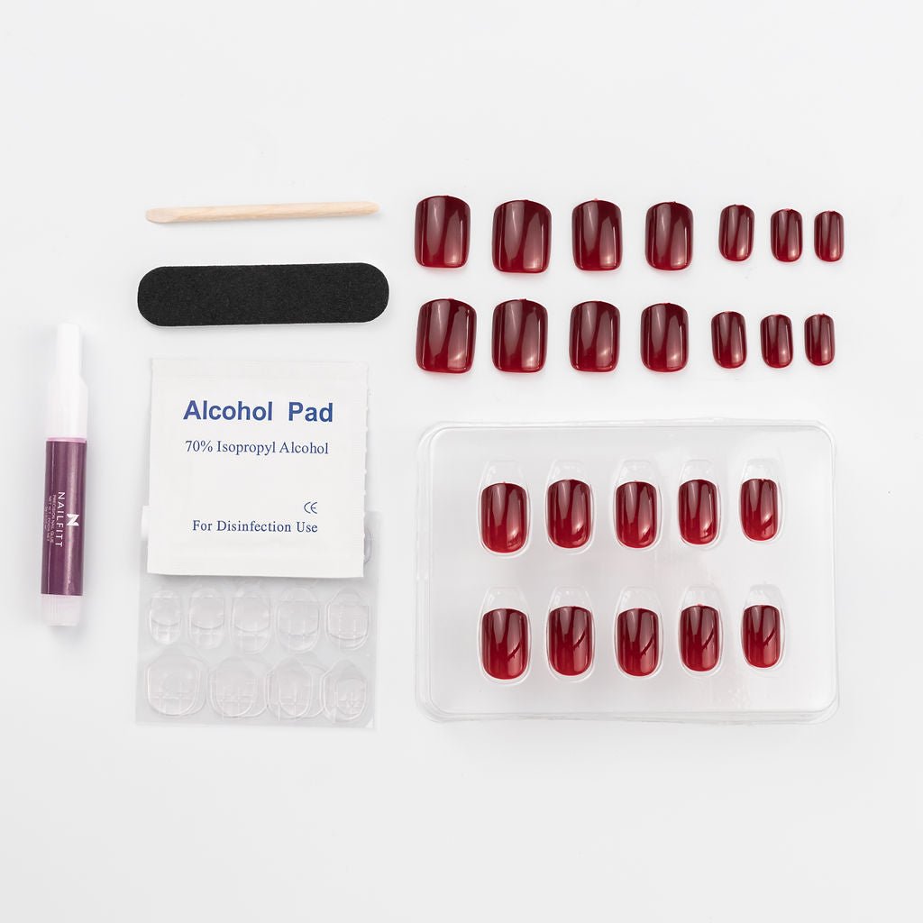 Wine Time press-on nails Mini Kit comes with everything you need for the perfect manicure